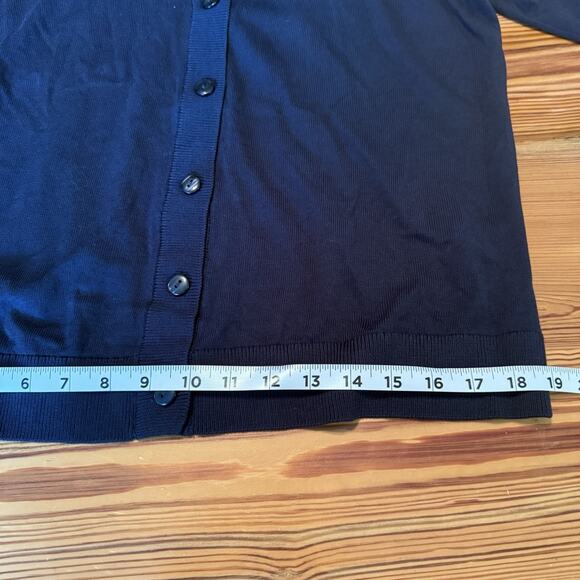 J Jill Cardigan Sz MED Navy Blue 5-Button Classic Staple Basic Organic Cotton - Picture 9 of 11